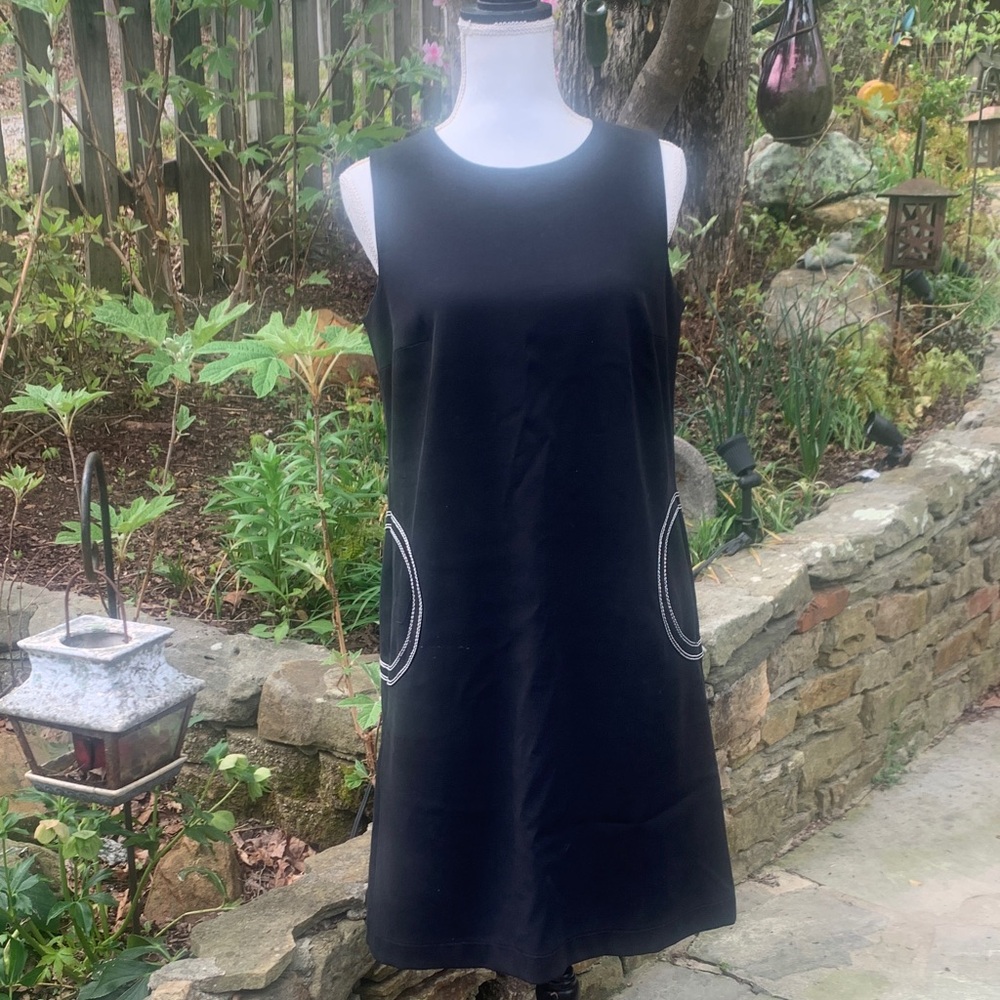 Worth Black Sleeveless Dress with Contrast Pocket Stitching